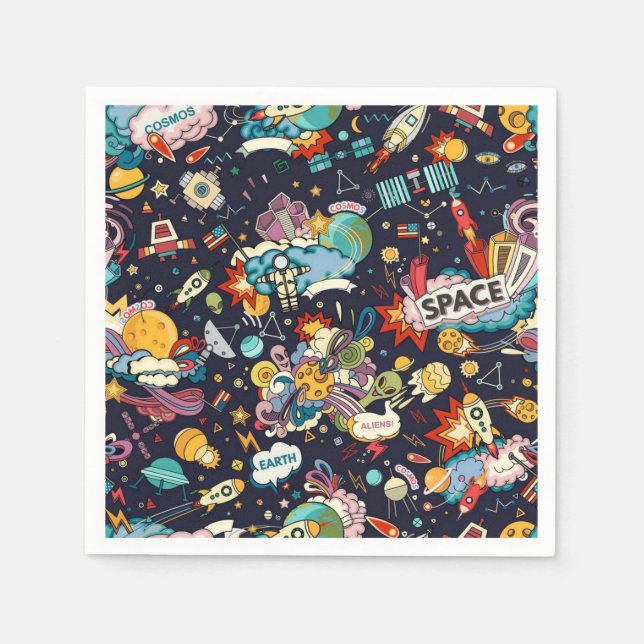 Serviette En Papier Motif spatial (Devant)
