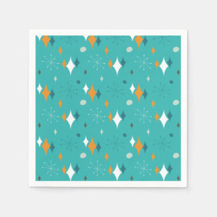 Serviette En Papier Motif Starburst Mid Century Modern en turquoise