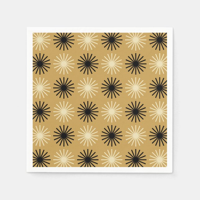 Serviette En Papier Motif Starburst moderne du milieu du siècle (Devant)
