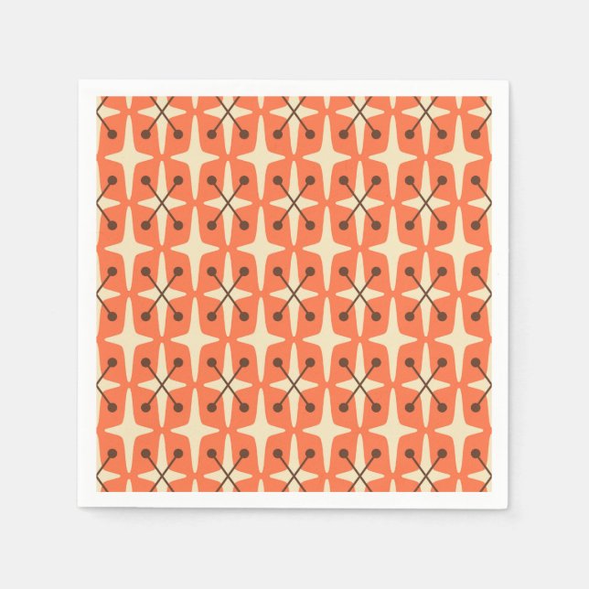 Serviette En Papier Motif Starburst moderne du milieu du siècle (Devant)