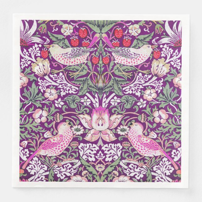 Serviette En Papier Motif Strawberry Thief de William Morris (Devant)