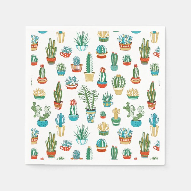 Serviette En Papier Motif Succulent (Devant)