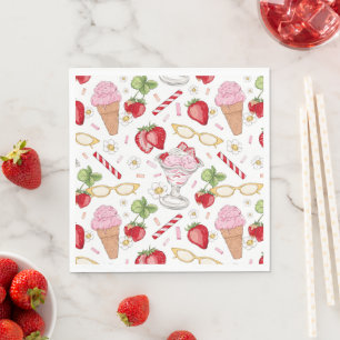 Serviette En Papier Motif Sundae fraise
