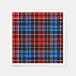 Serviette En Papier Motif Tartan à Carreaux Rouge Bleu sur Fond Noir