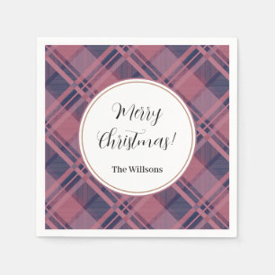 Serviette En Papier Motif Tartan Pink Lady Écossaise Joyeux Noël