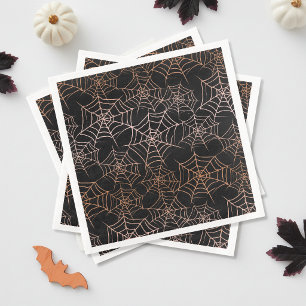 Serviette En Papier Motif Toile d'araignée Halloween Orange Noir ID132