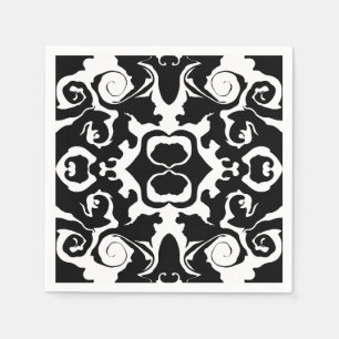 Serviette En Papier Motif torride en noir et blanc