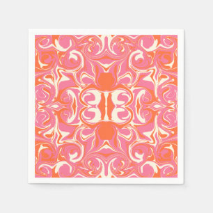Serviette En Papier Motif torride en rose, orange et crème