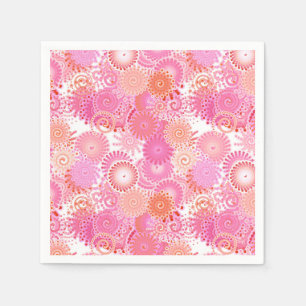 Serviette En Papier Motif tourbillon fractal, nuances de rose et de co