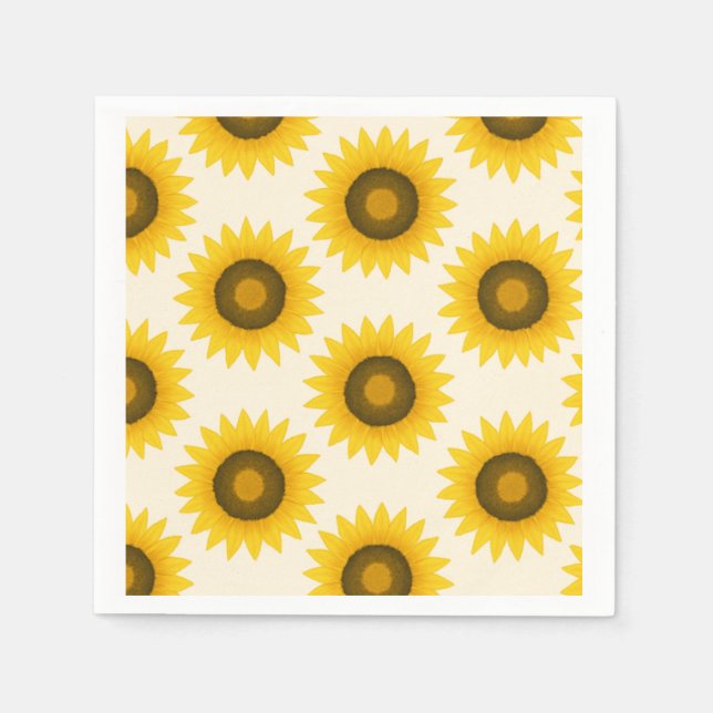 Serviette En Papier Motif Tournesol  (Devant)