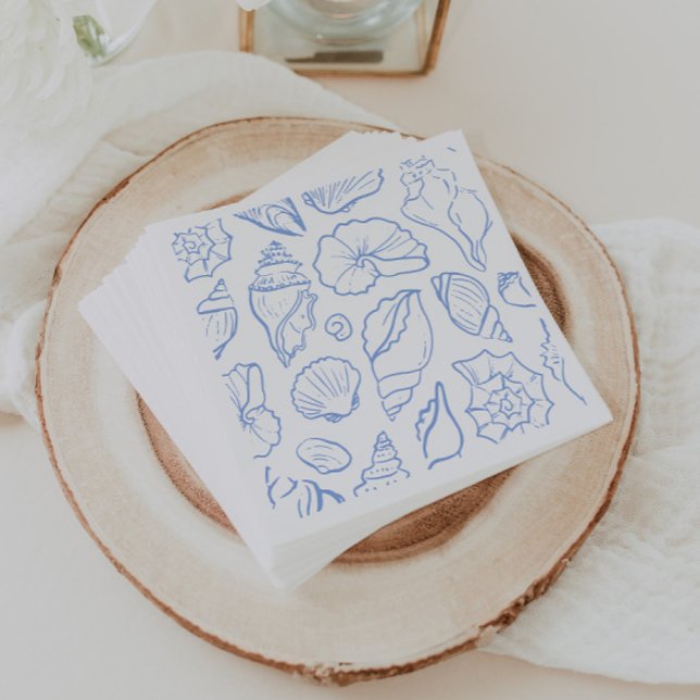 Serviette En Papier Motif tout en coquillages bleus doux dessinés à la (Créateur téléchargé)