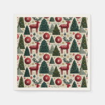 Motif traditionnel de sapin et de rennes de Noël 