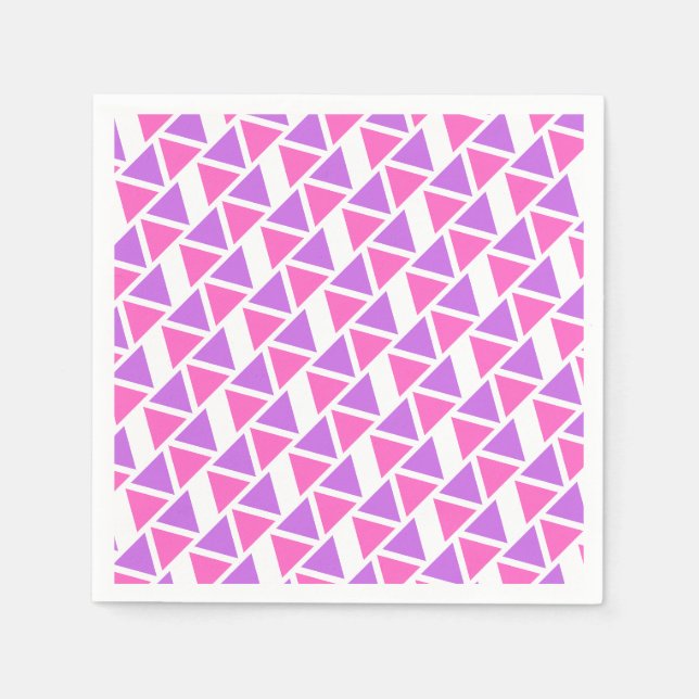 Serviette En Papier Motif triangle rose violet (Devant)