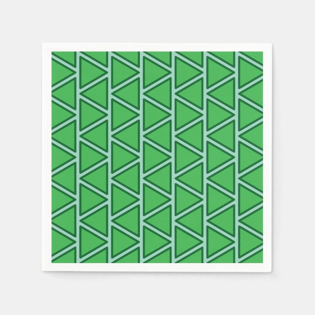 Serviette En Papier Motif triangle vert trois tons Abstrait (Devant)