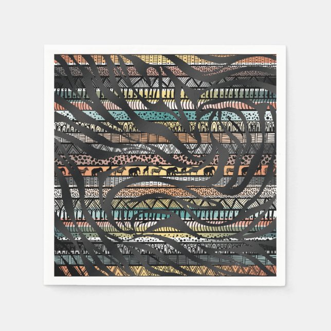 Serviette En Papier Motif Tribal Africain branché Zebra Imprimer (Devant)