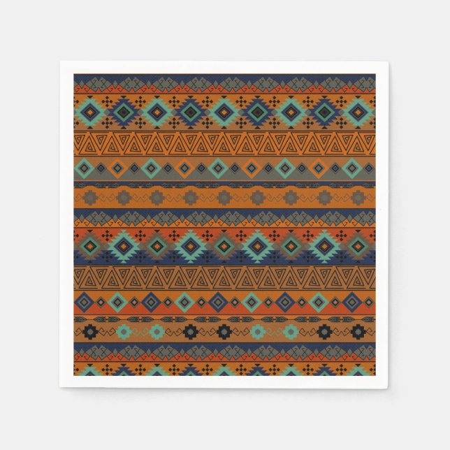 Serviette En Papier Motif tribal aztèque. (Devant)