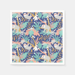 Serviette En Papier Motif Tropical Blue Sloth