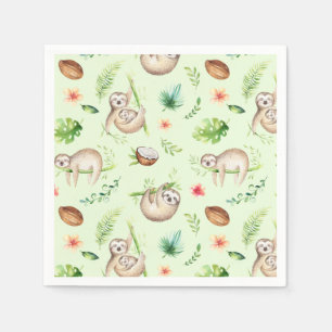 Serviette En Papier Motif Tropical Coconut Sloth
