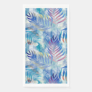 Serviette En Papier Motif tropicale colorée avec feuilles de palmiers.