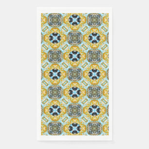 Serviette En Papier Motif turquoise, Turquoise, Jaune & Gris Gris
