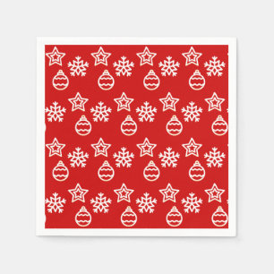 Serviette En Papier Motif vectoriel de Noël sur fond rouge
