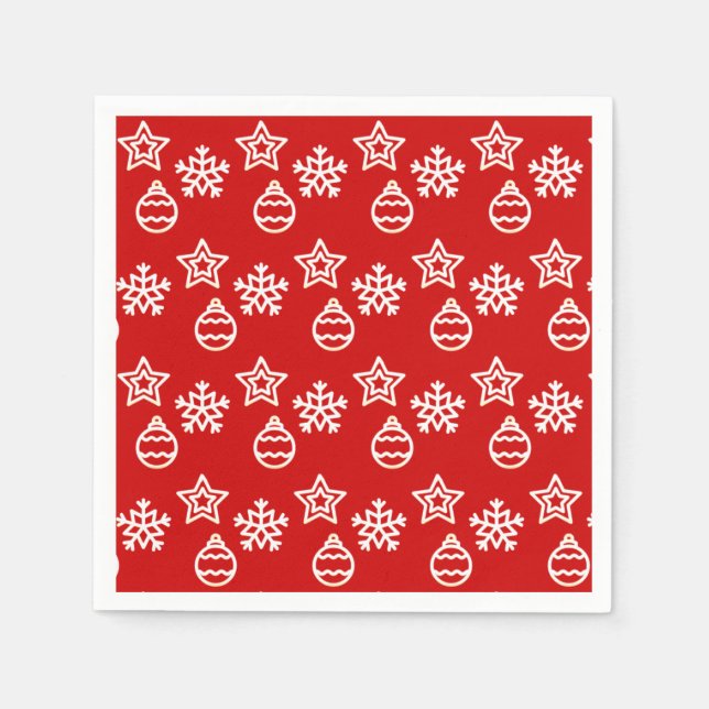 Serviette En Papier Motif vectoriel de Noël sur fond rouge (Devant)