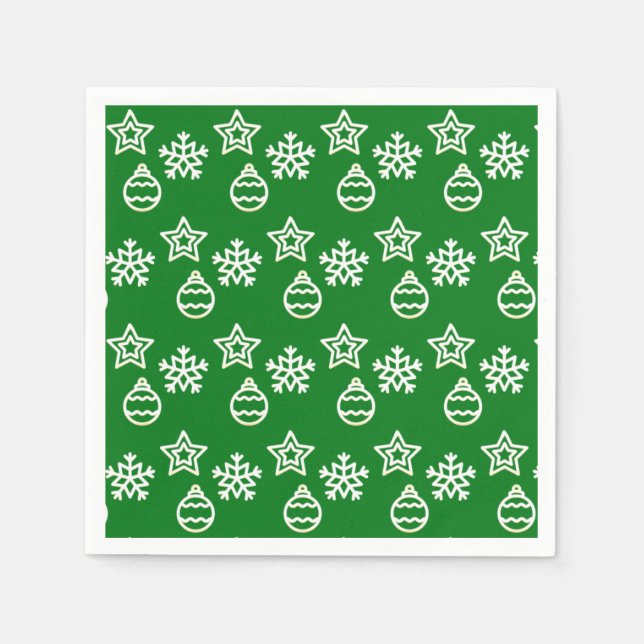 Serviette En Papier Motif vectoriel de Noël sur fond vert (Devant)