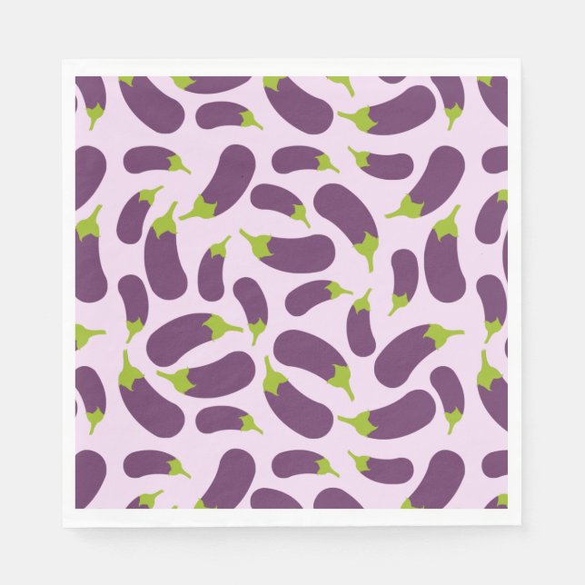Serviette En Papier Motif végétal d'aubergine violet végétal Conceptio (Devant)