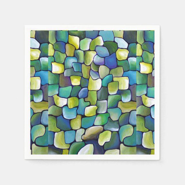 Serviette En Papier Motif vert contemporain (Devant)