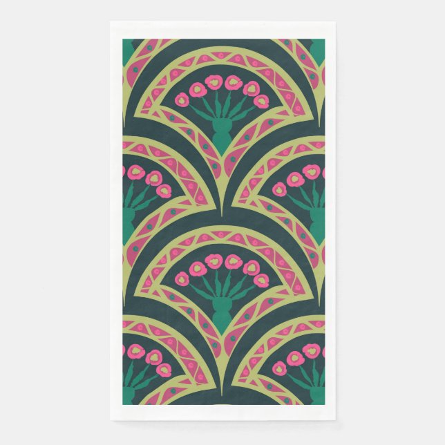 Serviette En Papier motif vert en forme de coquillage (Devant)