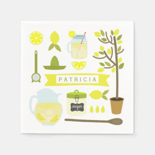 Serviette En Papier Motif vintage à la citronnelle