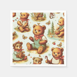 Serviette En Papier Motif vintage Cute Teddy Bear