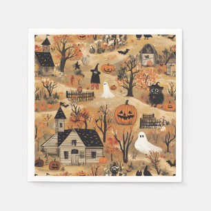 Serviette En Papier motif vintage de la ferme d'halloween