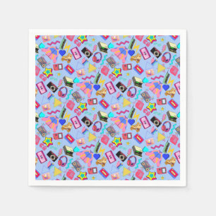 Serviette En Papier Motif vintage des années 80 01.w LBlue BG