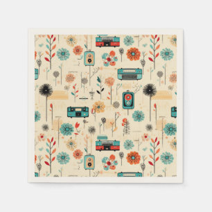 Serviette En Papier Motif vintage Floral & Caméra (2)