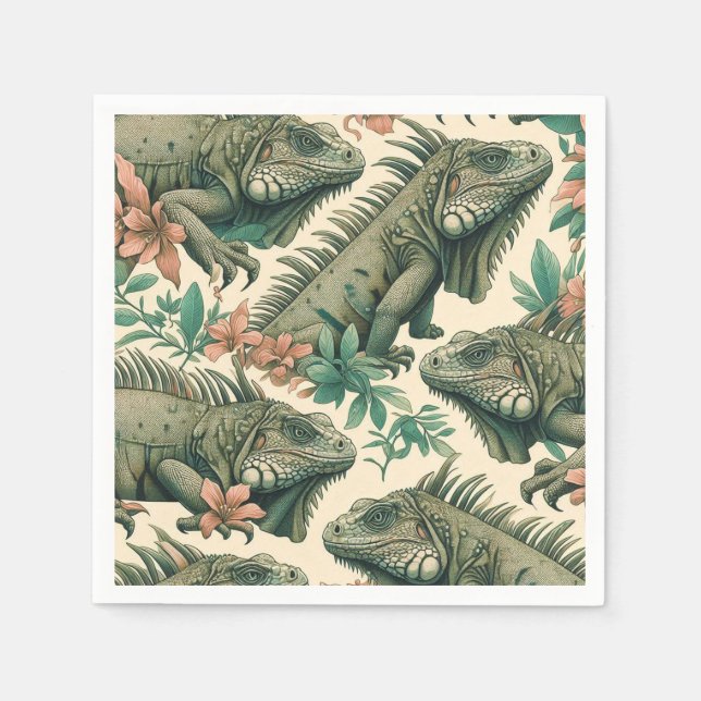Serviette En Papier Motif vintage Iguana (Devant)
