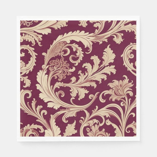 Serviette En Papier Motif Vintage marron et beige (Devant)
