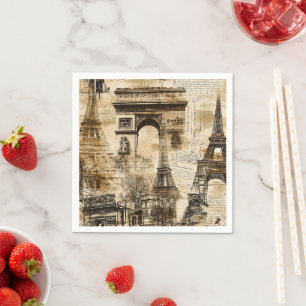 Serviette En Papier Motif Vintage Paris – Décoration Maison Tour Eiffe
