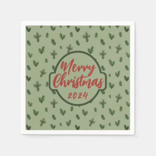 Serviette En Papier motif vintage vert de Noël