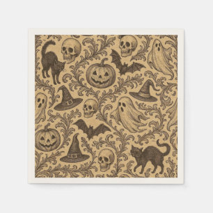Serviette En Papier Motif vintage victorien d'Halloween avec des fantô