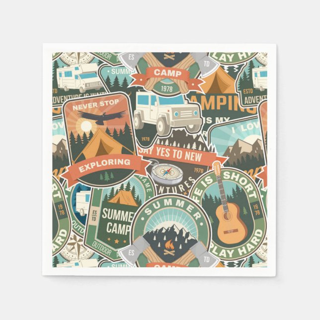 Serviette En Papier Motif Vintage voyage Explorer (Devant)