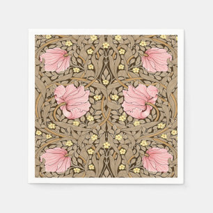 Serviette En Papier Motif W Morris Pimpernel en rose et sépia