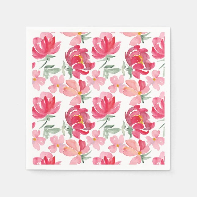 Serviette En Papier Motif Watercolor Peony (Devant)