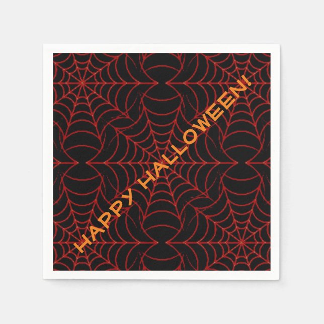 Serviette En Papier Motif Web Black & Orange Spider (Devant)