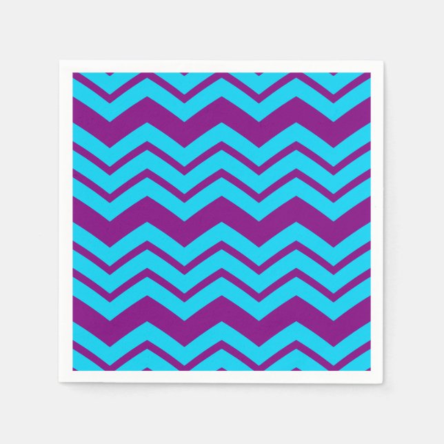 Serviette En Papier Motif Zigzag Chevron Violet Bleu  (Devant)