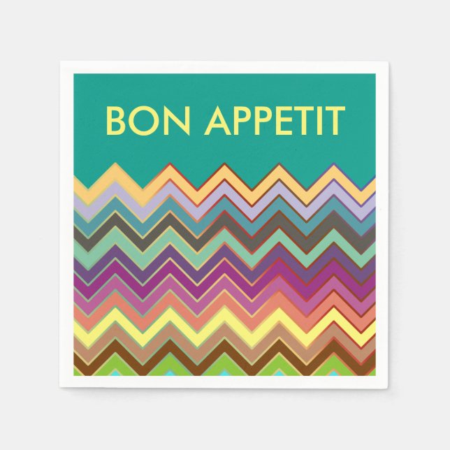 Serviette En Papier Motif ZIGZAG - couleur + votre texte (Devant)