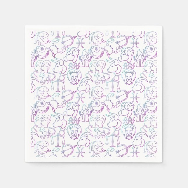 Serviette En Papier Motif zodiaque. GBG blanc x4.b lumineux (Devant)