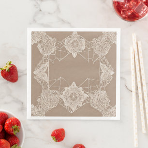 Serviette En Papier Motifs beige et blanc art IA