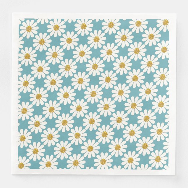 Serviette En Papier Motifs de marguerites blanches (Devant)