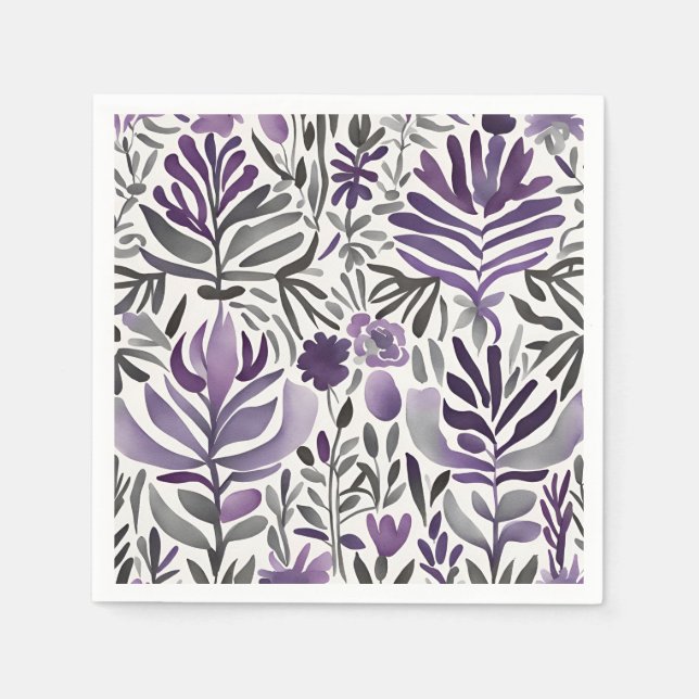 Serviette En Papier Motifs Plante de l'aquarelle rustique (Devant)